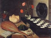 Lubin Baugin Style life with checkerboard oil on canvas
